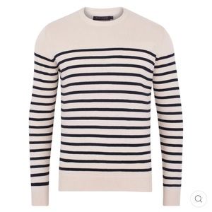 Paul James Knitwear Large Cotton Striped Breton Sweater